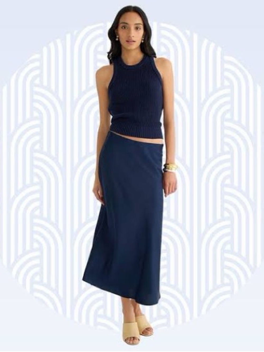 Jcrew NWT Gwyneth navy satin slip skirt xs - Picture 2 of 5